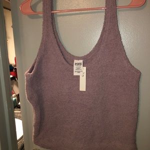 NWT Victorias Secret PINK lavender sleep Sherpa tank size Large